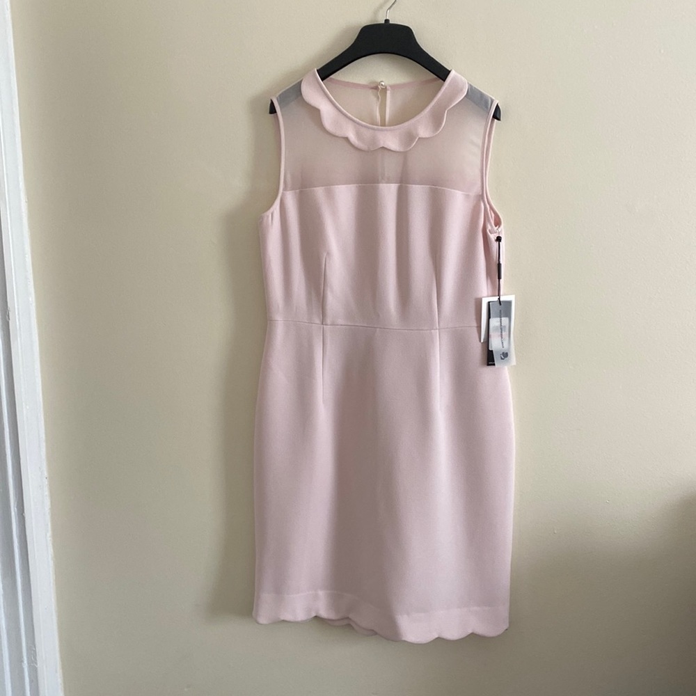 NWT Karl Lagerfeld plush pale pink collared dress
